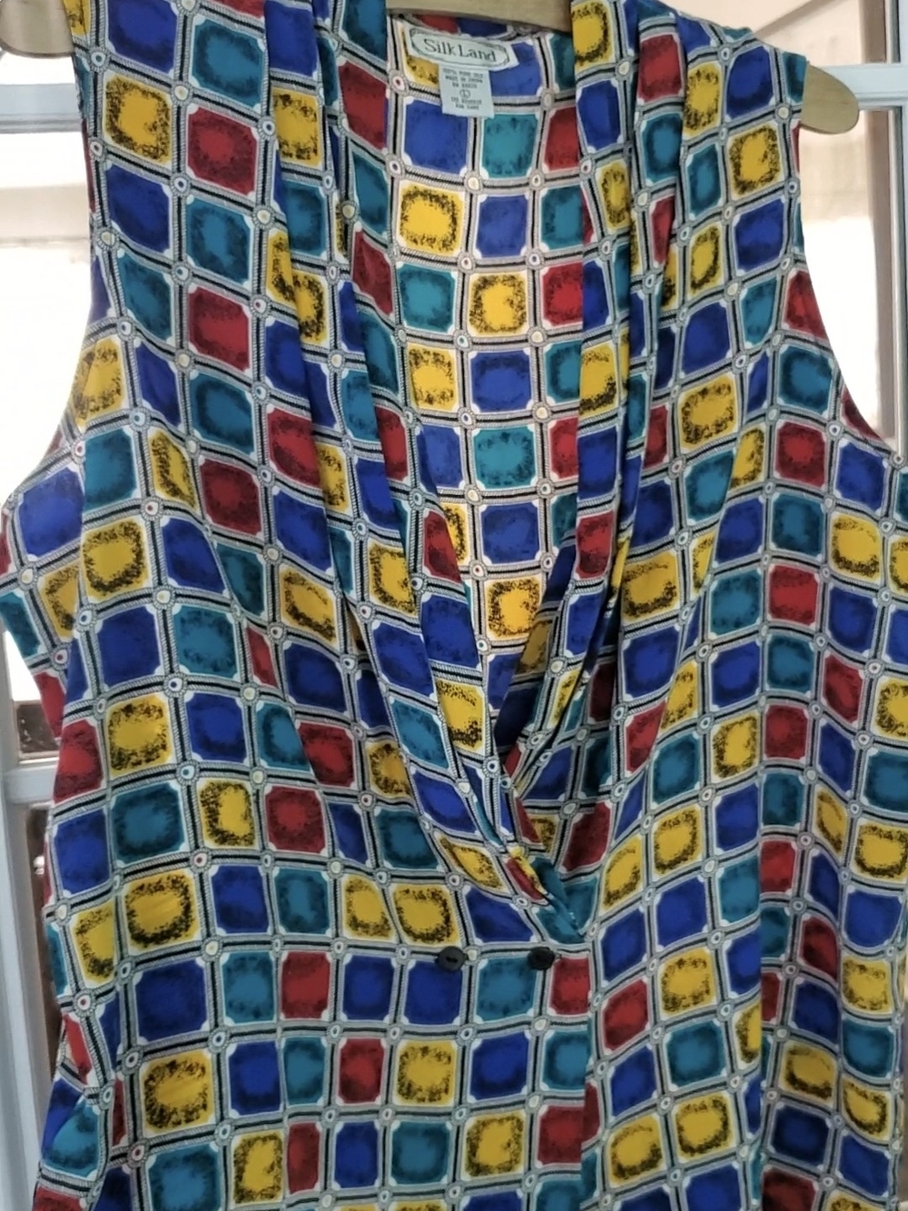 SilkLand Multicolor Geometric Cowl Neck Camisole